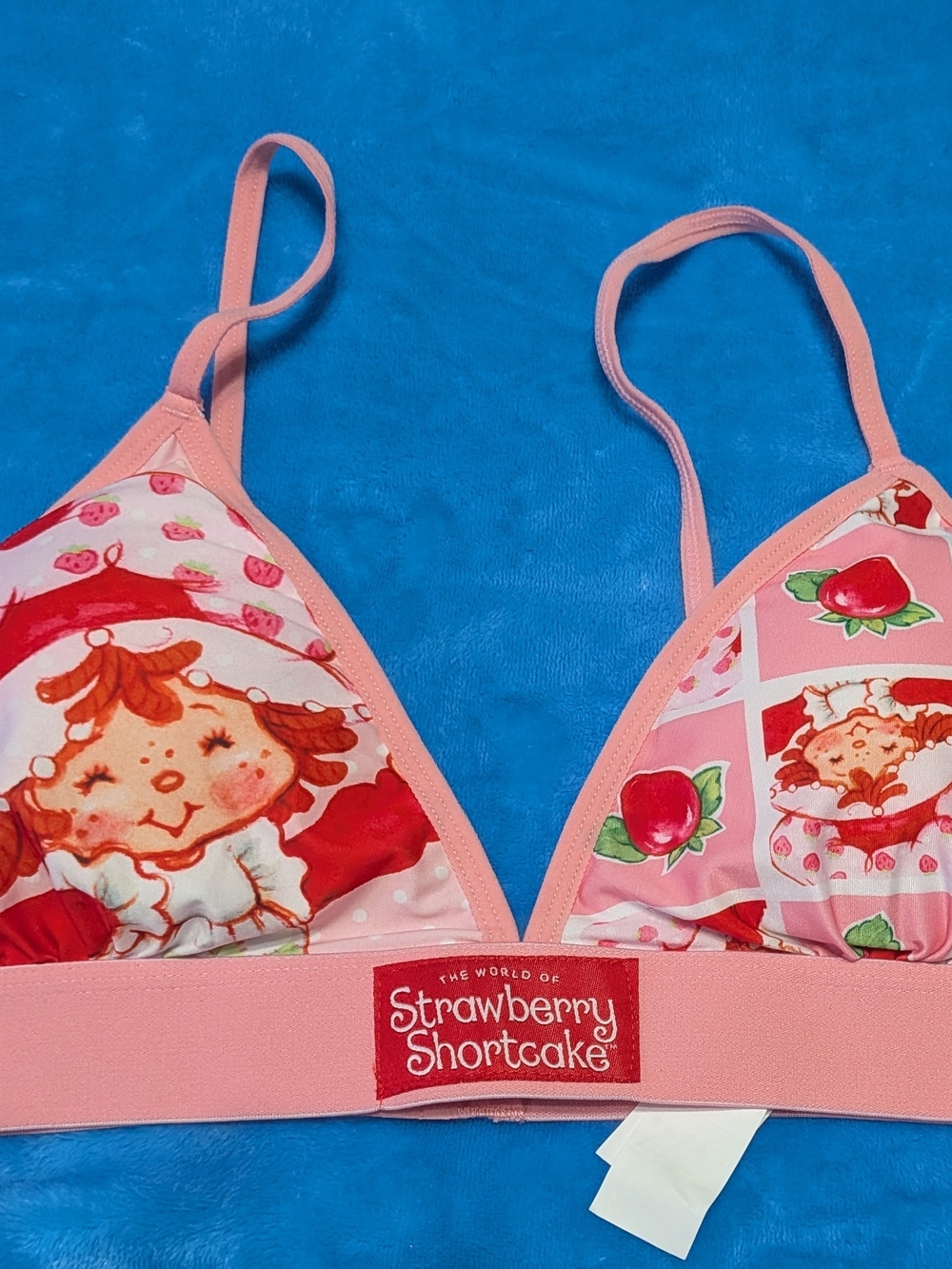 🍓🎀 Vintage Strawberry Shortcake Print Pink Bralette 🎀🍓